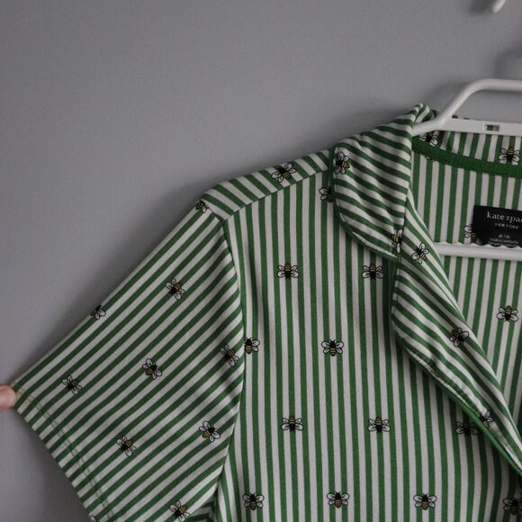 Kate Spade Womens Green Sz M Striped Animal Print 2-Piece Sleepwear Pyjama Set - Picture 4 of 14